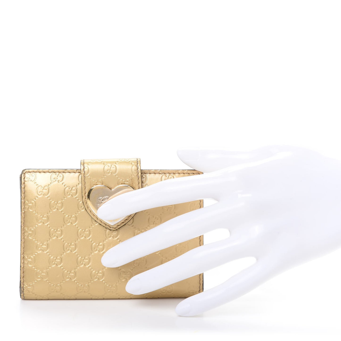 Shine Microguccissima Heart Travel Wallet Gold