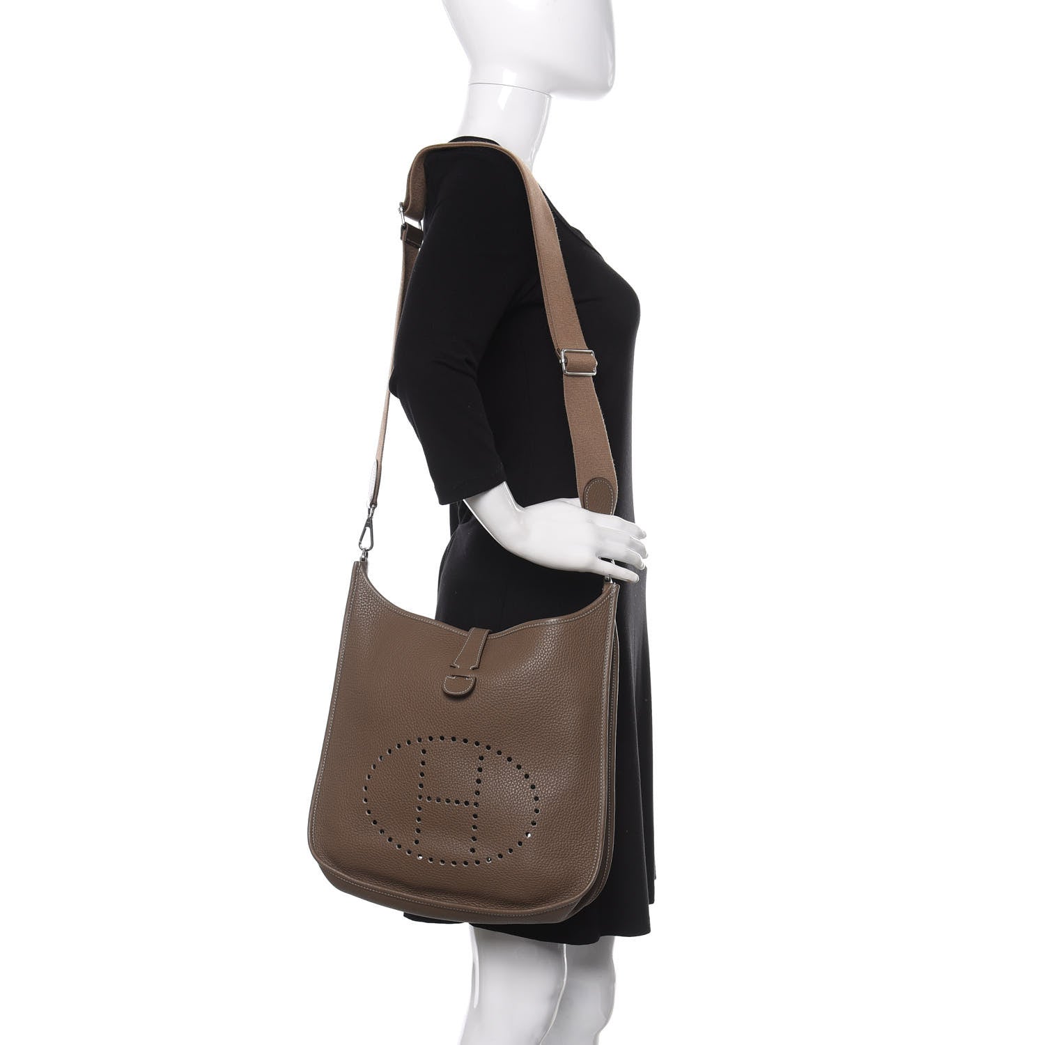 Hermes Taurillon Clemence Evelyne III GM Etoupe 2 of 9