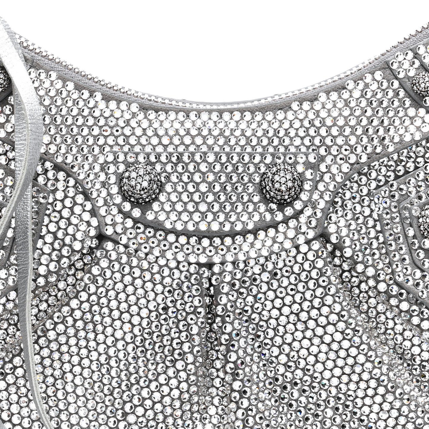 Rhinestone Encrusted Le Cagole Shoulder Bag XS Silver