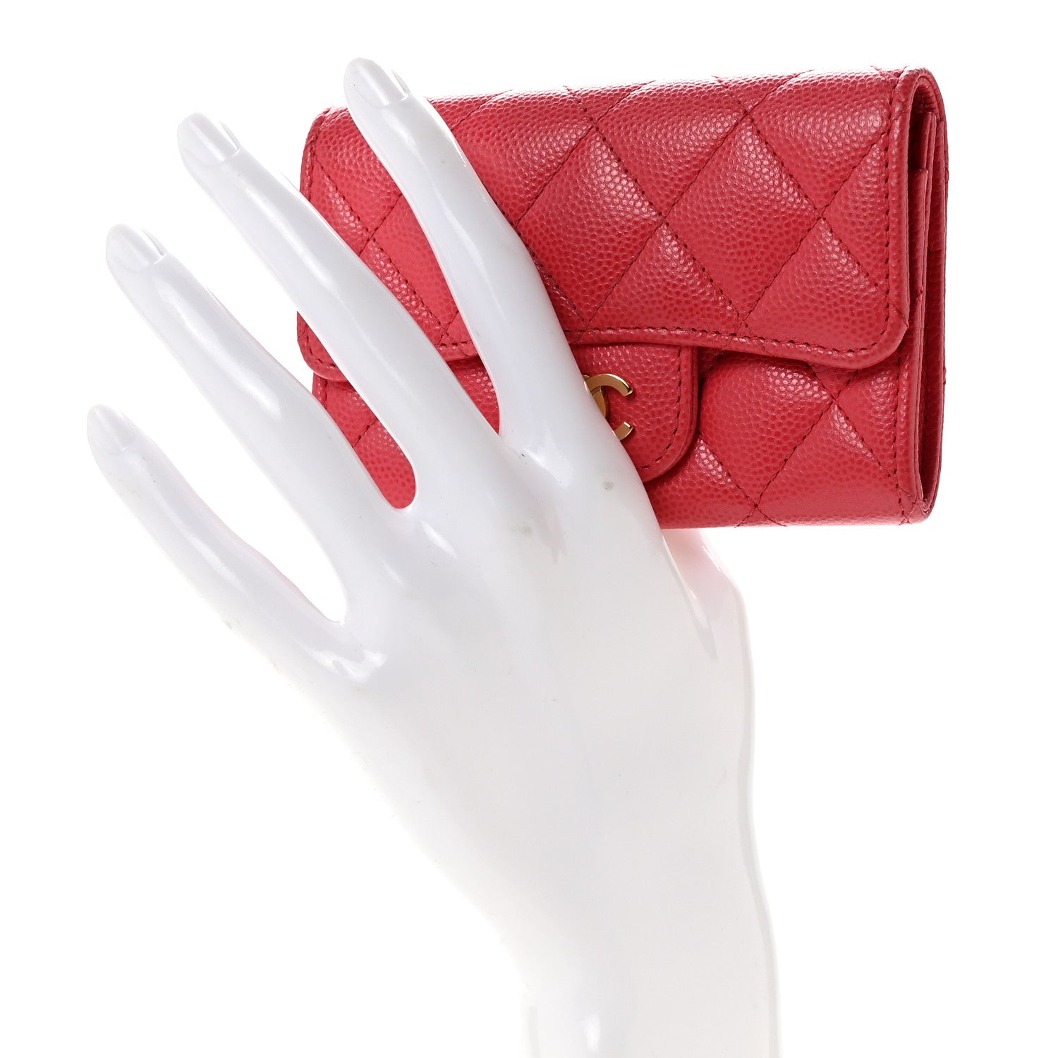 Chanel Caviar Quilted Flap Card Holder Wallet Dark Pink 2 of 12