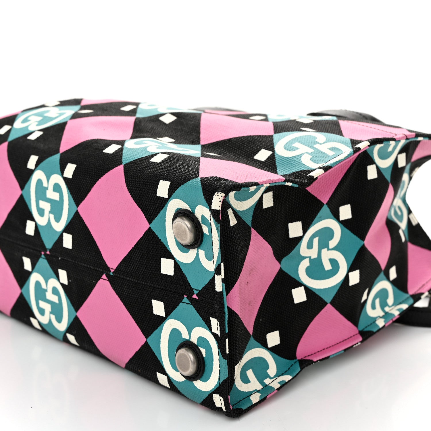 Gucci Canvas GG Geometric Print Tote Bag Black Multicolor 9 of 9