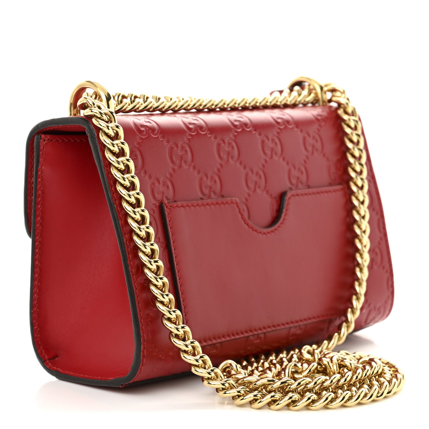 Gucci Guccissima Small Padlock Shoulder Bag Hibiscus Red 3 of 11