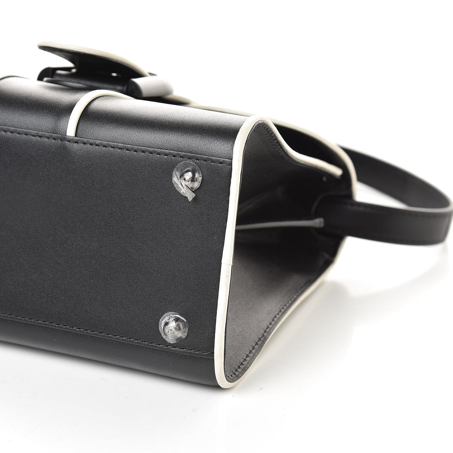 Calfskin Illusion Piped Mini Brillant Satchel Black