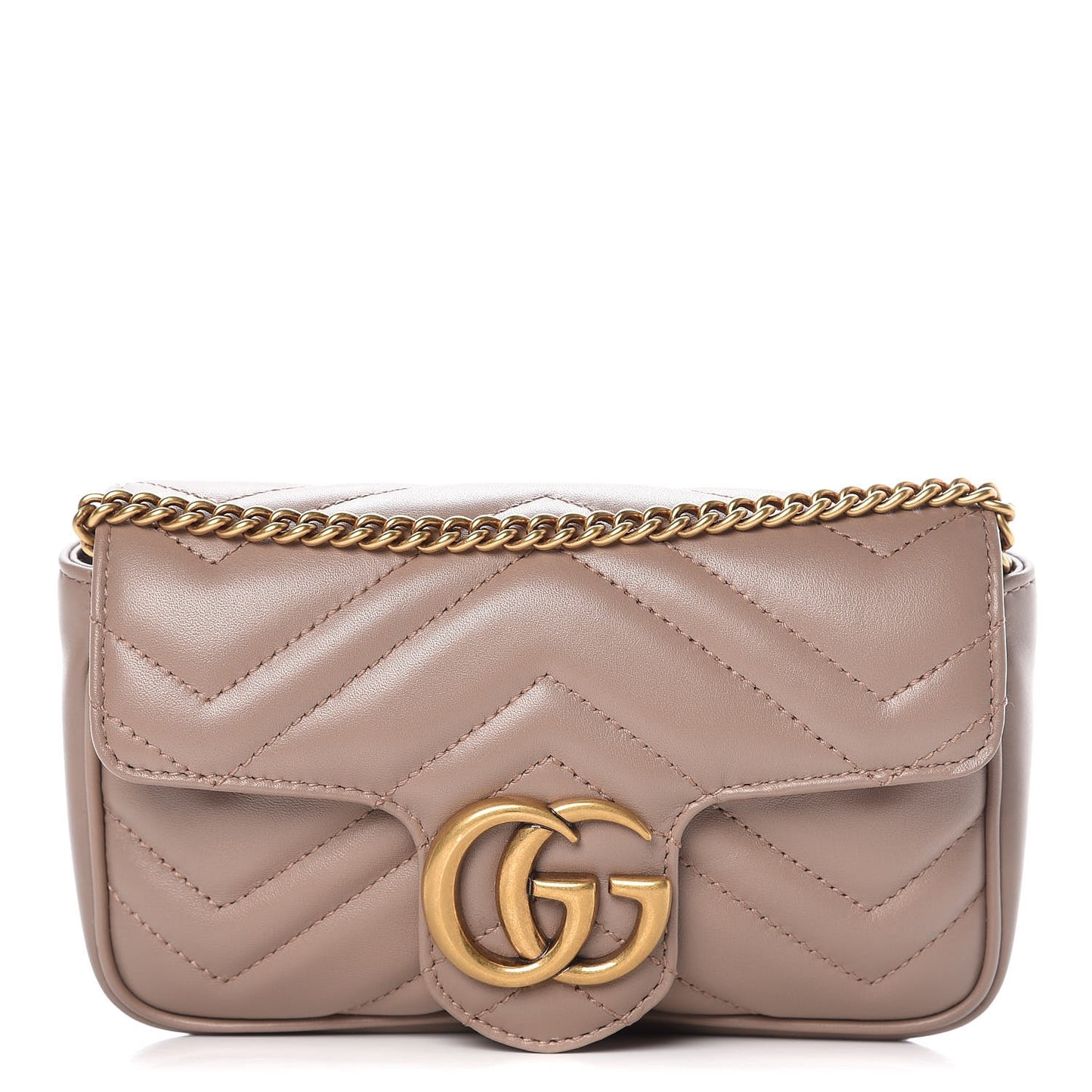Calfskin Matelasse Super Mini GG Marmont Shoulder Bag Porcelain Rose