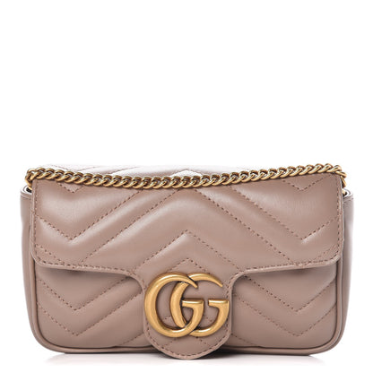 Gucci Calfskin Matelasse Super Mini GG Marmont Shoulder Bag Porcelain Rose 1 of 8