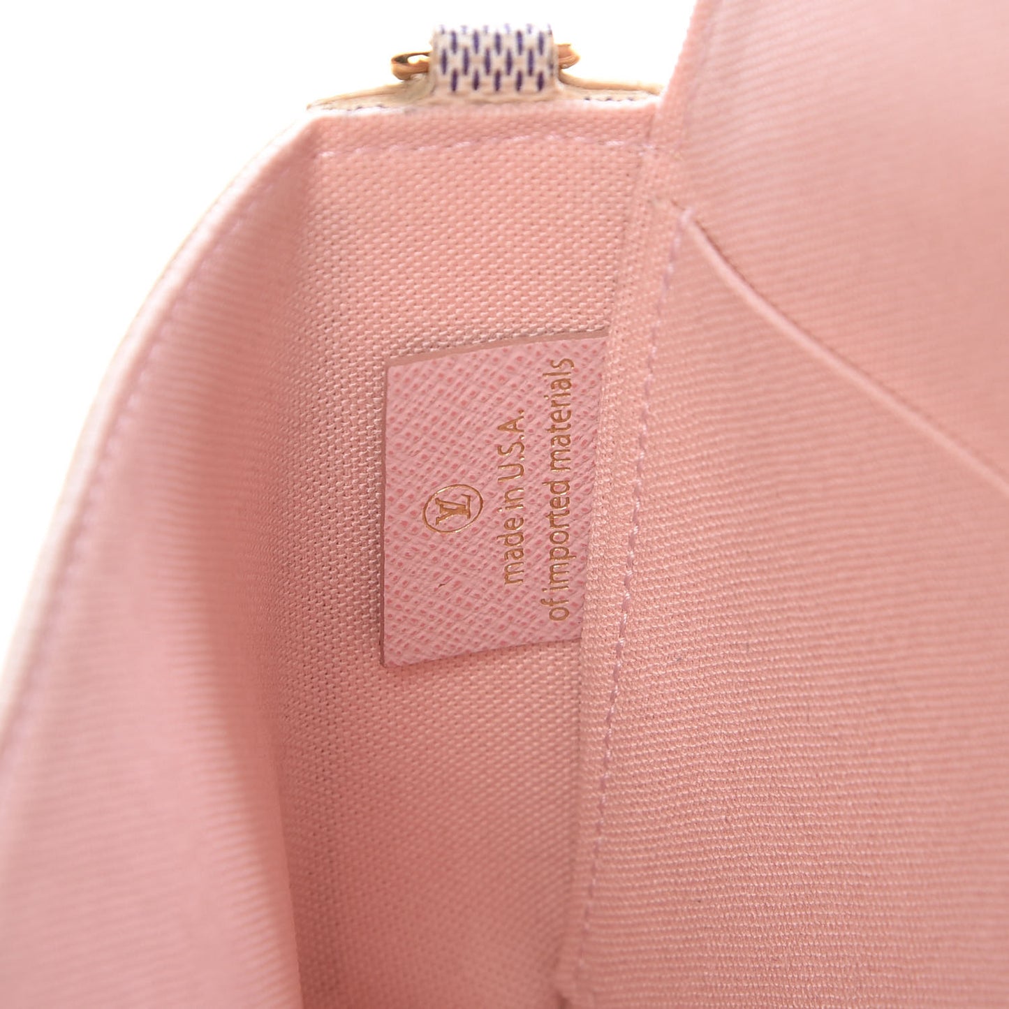 Damier Azur Pochette Felicie Chain Wallet Rose Ballerine