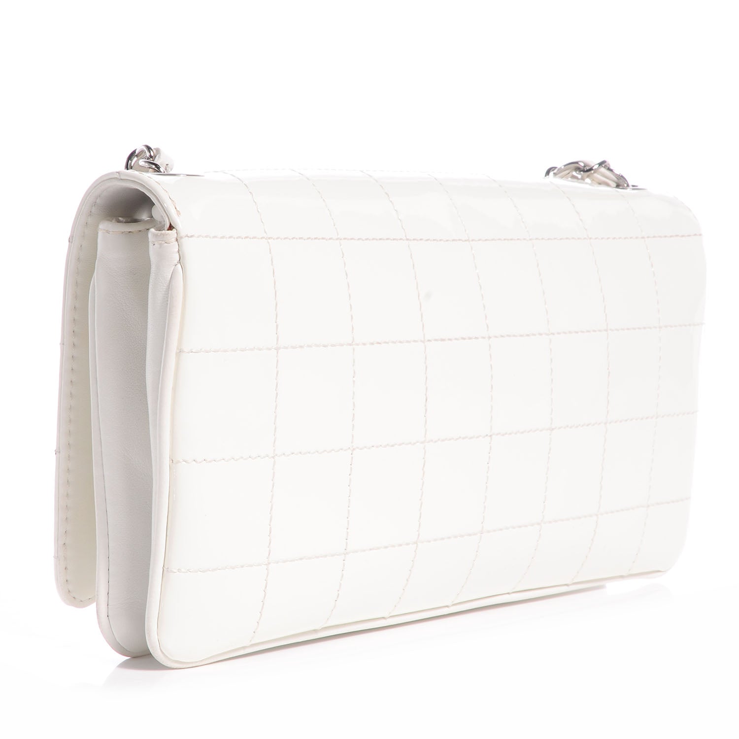Chanel Patent Square Stitched CC Flap Clutch White 3 of 8