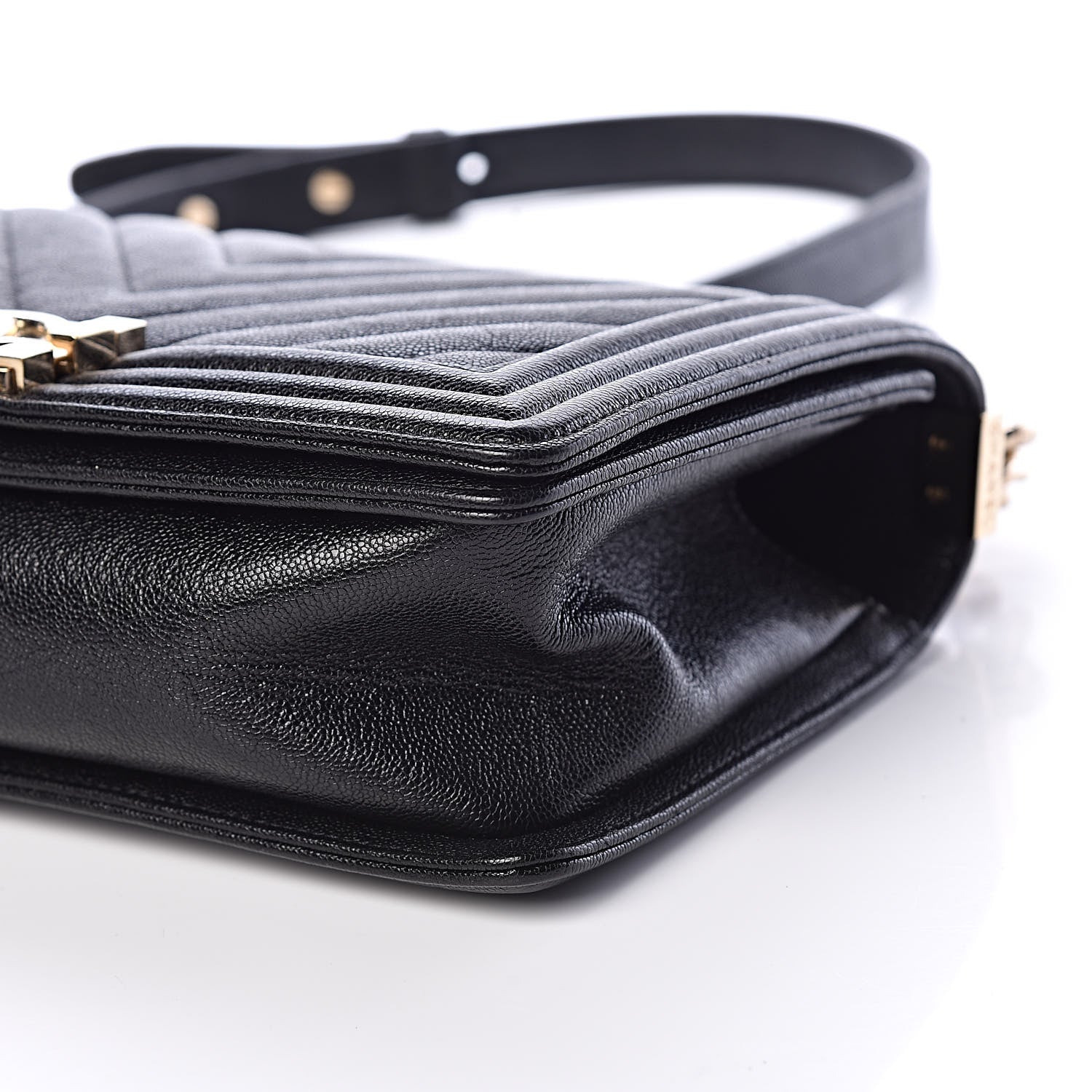 Chanel Caviar Chevron Quilted Medium Boy Flap Black 6 of 11