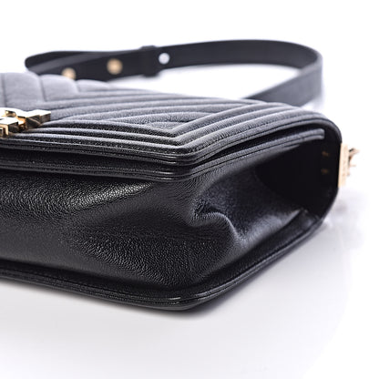 Chanel Caviar Chevron Quilted Medium Boy Flap Black 6 of 11