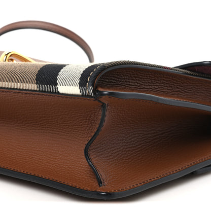 Burberry Derby Calfskin House Check Small Macken Crossbody Bag Tan 11 of 11