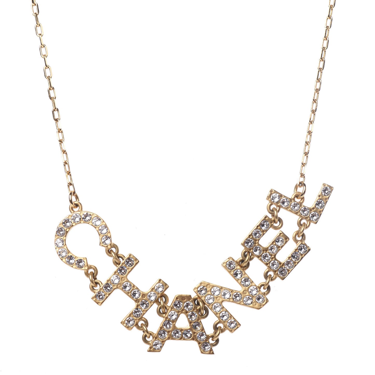 Metal Crystal 90's Icon Logo Necklace Gold