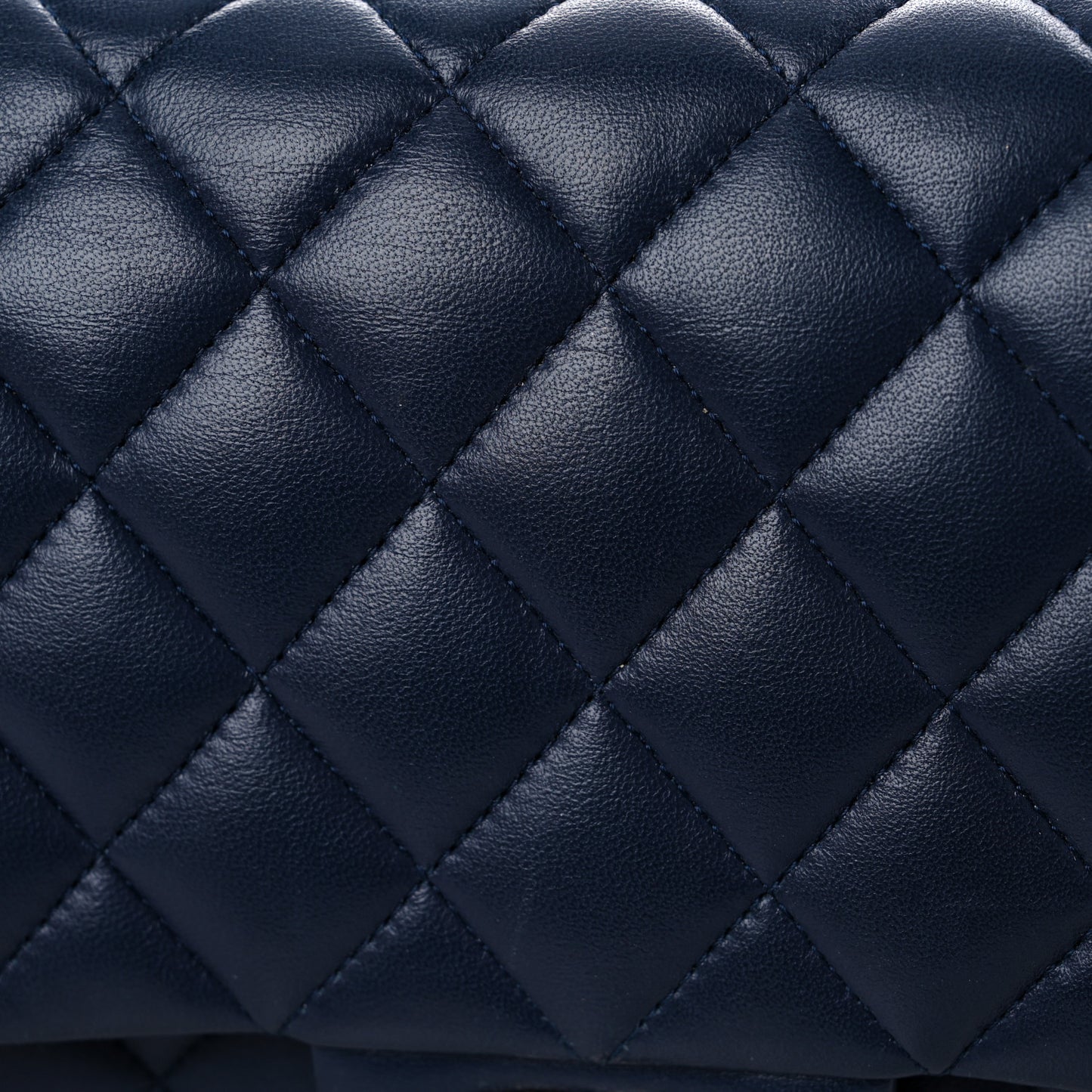 Lambskin Quilted Medium Double Flap Navy