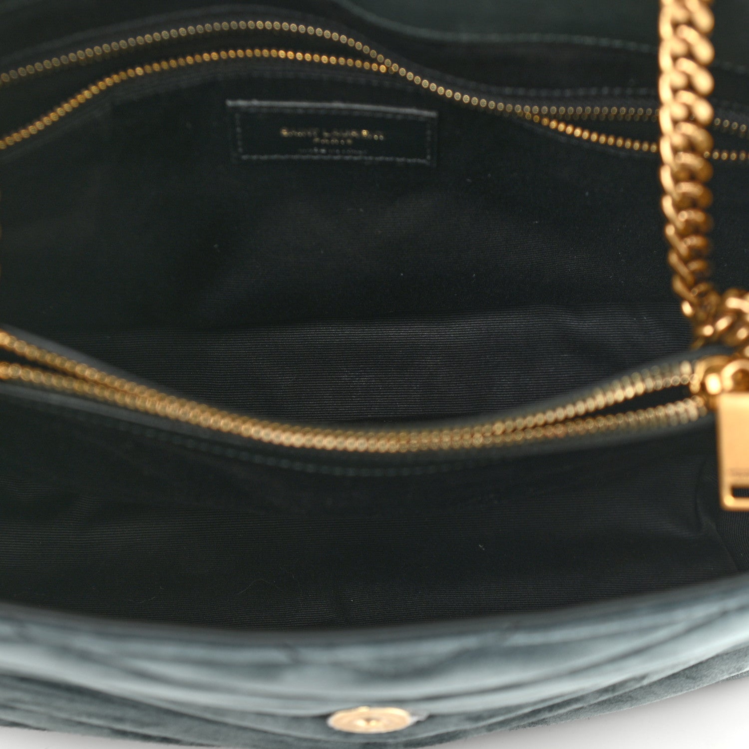 Saint Laurent Suede Y Quilted Monogram Medium Loulou Chain Satchel Deep Green 11 of 11
