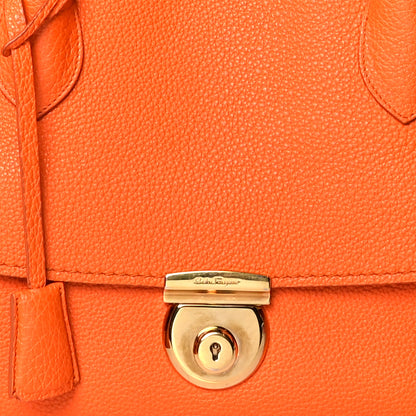 Salvatore Ferragamo Pebbled Calfskin Fiamma Bag Orange 9 of 16