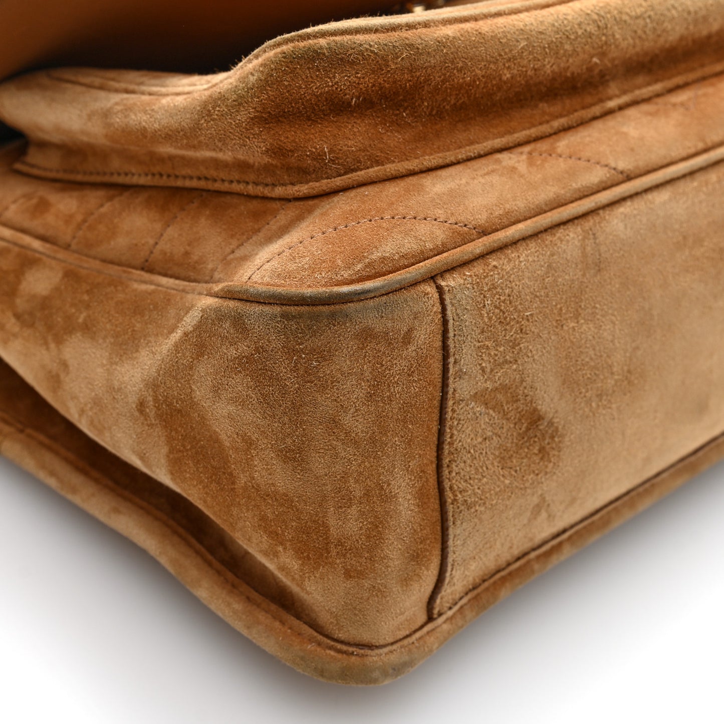 Suede Monogram Medium Niki Chain Satchel Cinnamon