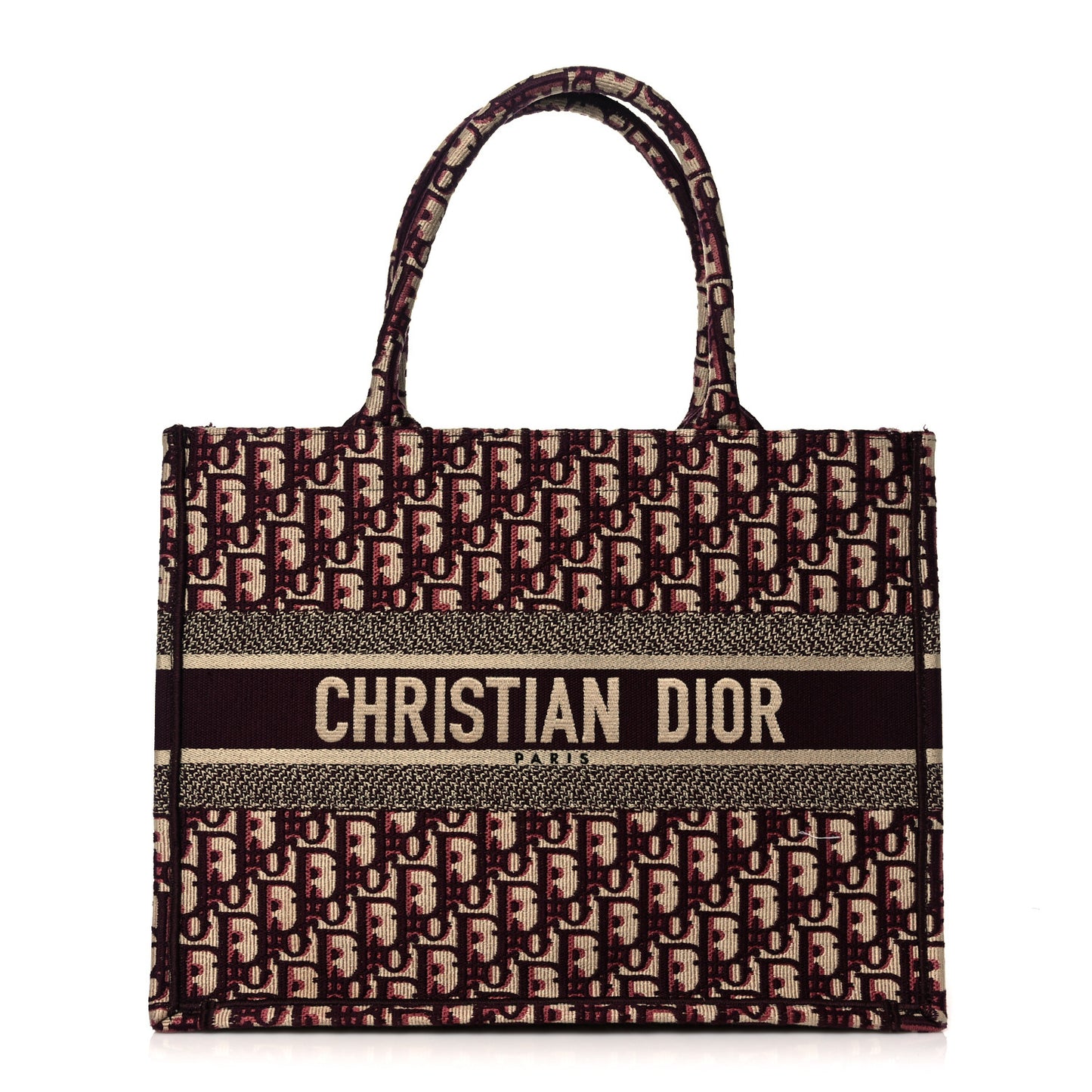 Oblique Medium Book Tote Burgundy Multicolor