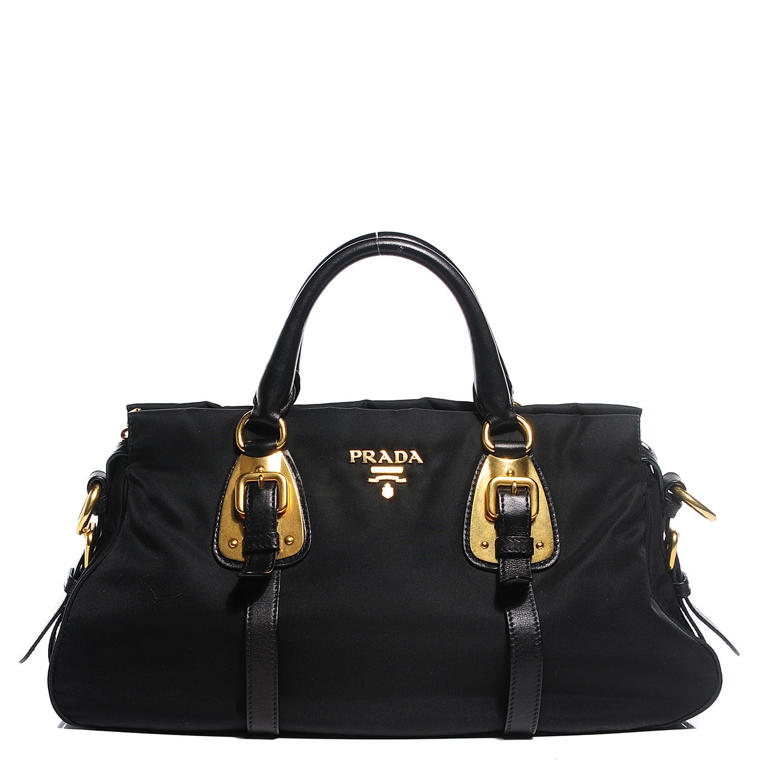 Prada Calfskin Tessuto Nylon Shopping Satchel Black 1 of 10