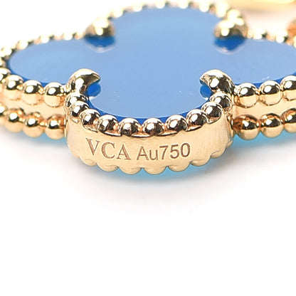 Van Cleef & Arpels 18K Yellow Gold Blue Agate 5 Motifs Vintage Alhambra Bracelet 6 of 8