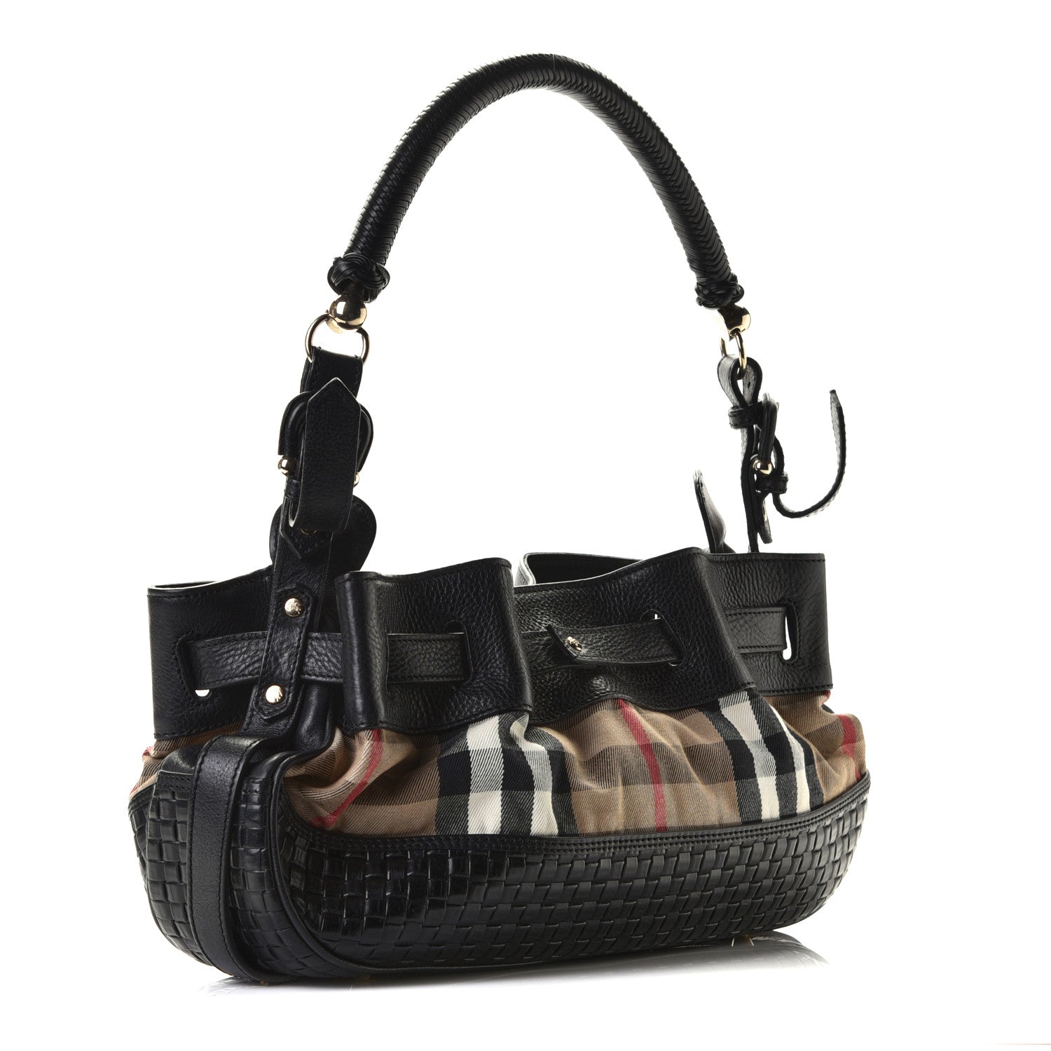 Burberry Grainy Calfskin House Check Margaret Bag Black 5 of 10