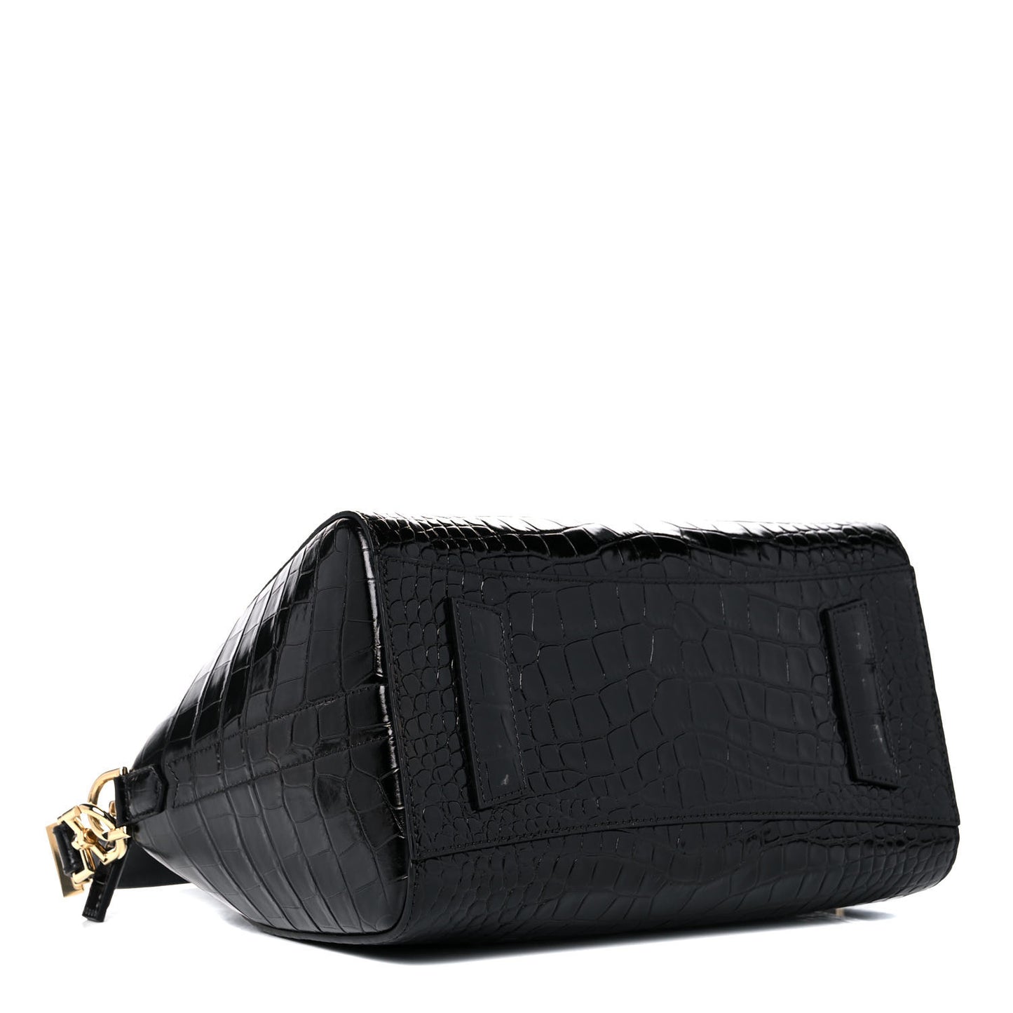 Calfskin Crocodile Embossed Small Antigona Black