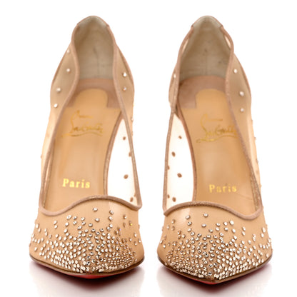 Christian Louboutin Rete Glitter Mini Specchio Strass Follies 100 Pumps 40.5 Nude 2 of 10