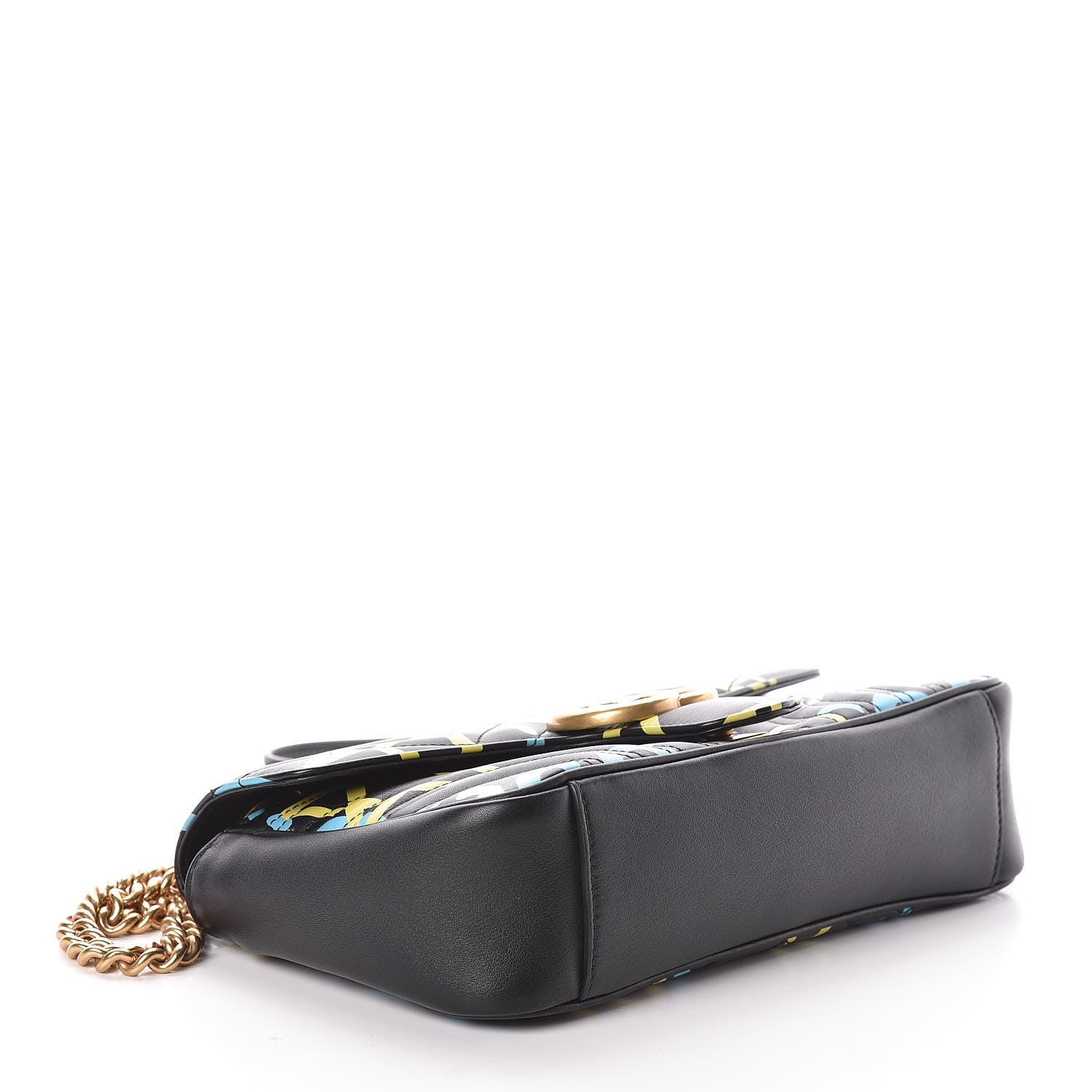 Gucci Calfskin Matelasse GucciGhost Small GG Marmont Shoulder Bag Black New Acquamarine 4 of 8