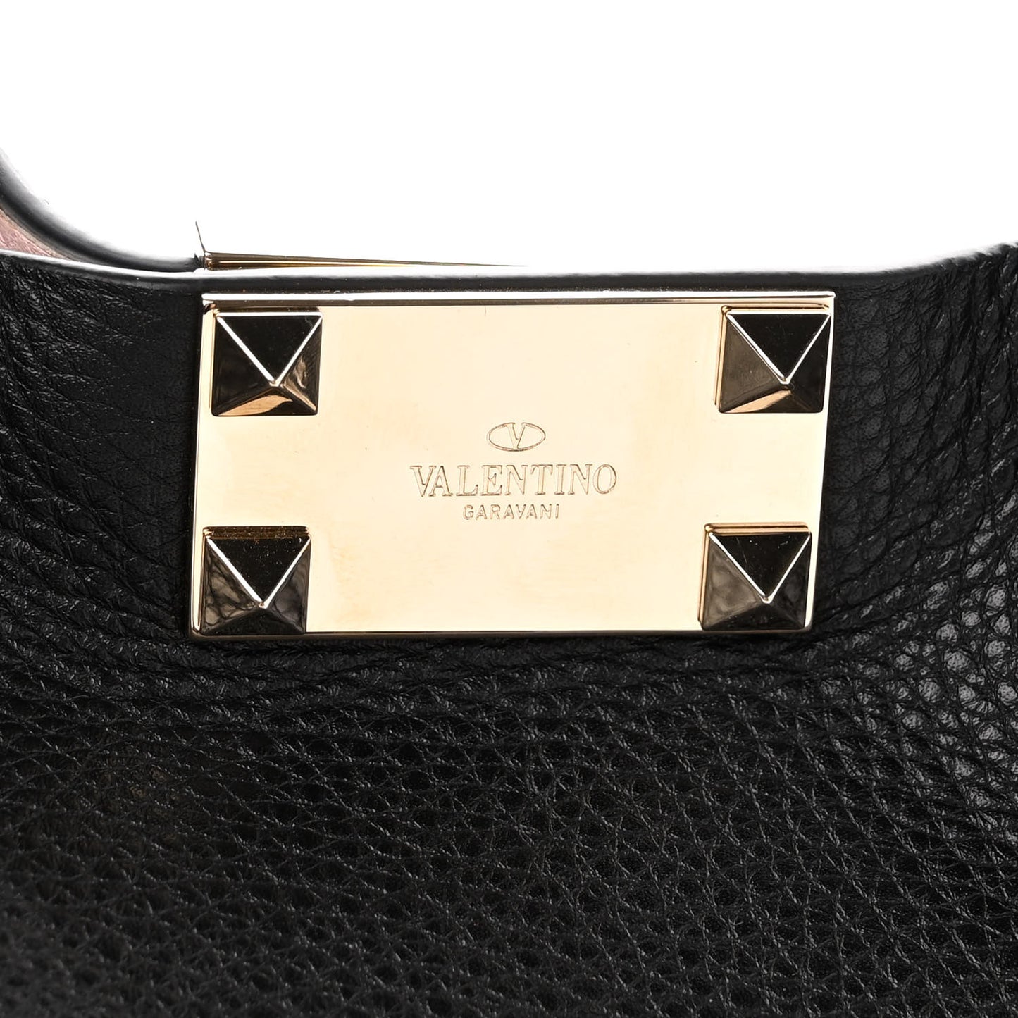 Grained Calfskin Small Rockstud Flip Lock Tote Black Rose Quartz