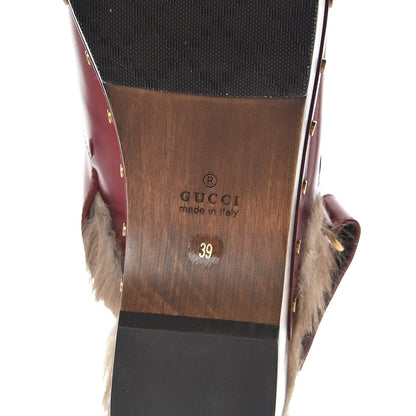 Gucci Calfskin Fur Horsebit Amstel Slingback Clogs 39 Rosso Naturale 7 of 9
