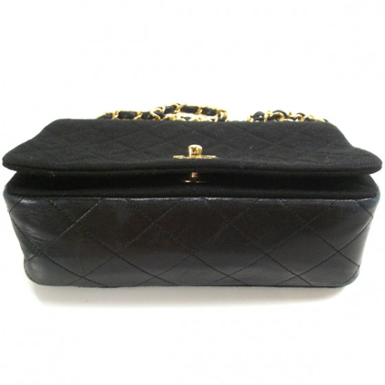 Jersey Quilted Mini Flap Bag Black