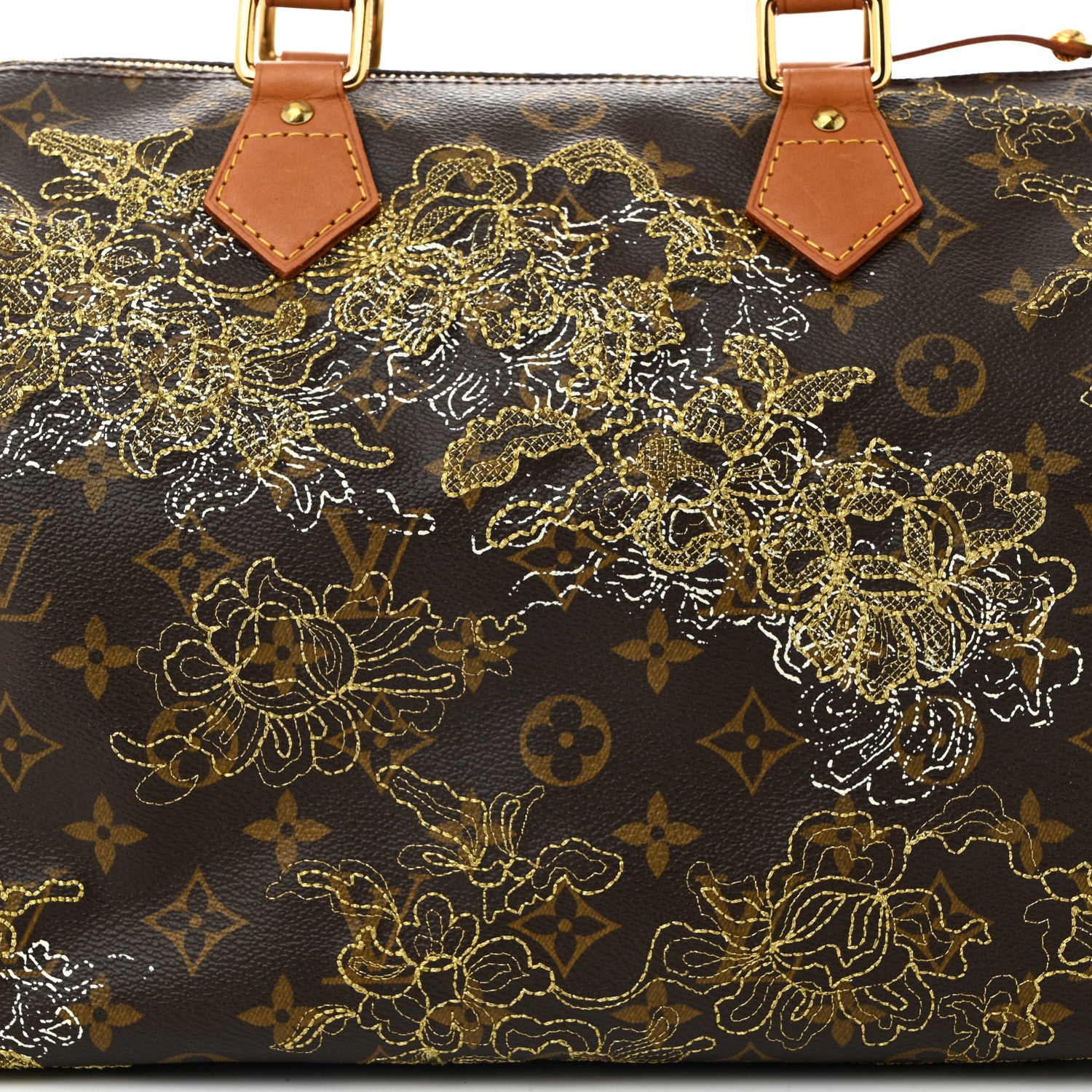 Louis Vuitton Monogram Dentelle Speedy 30 Gold 7 of 9