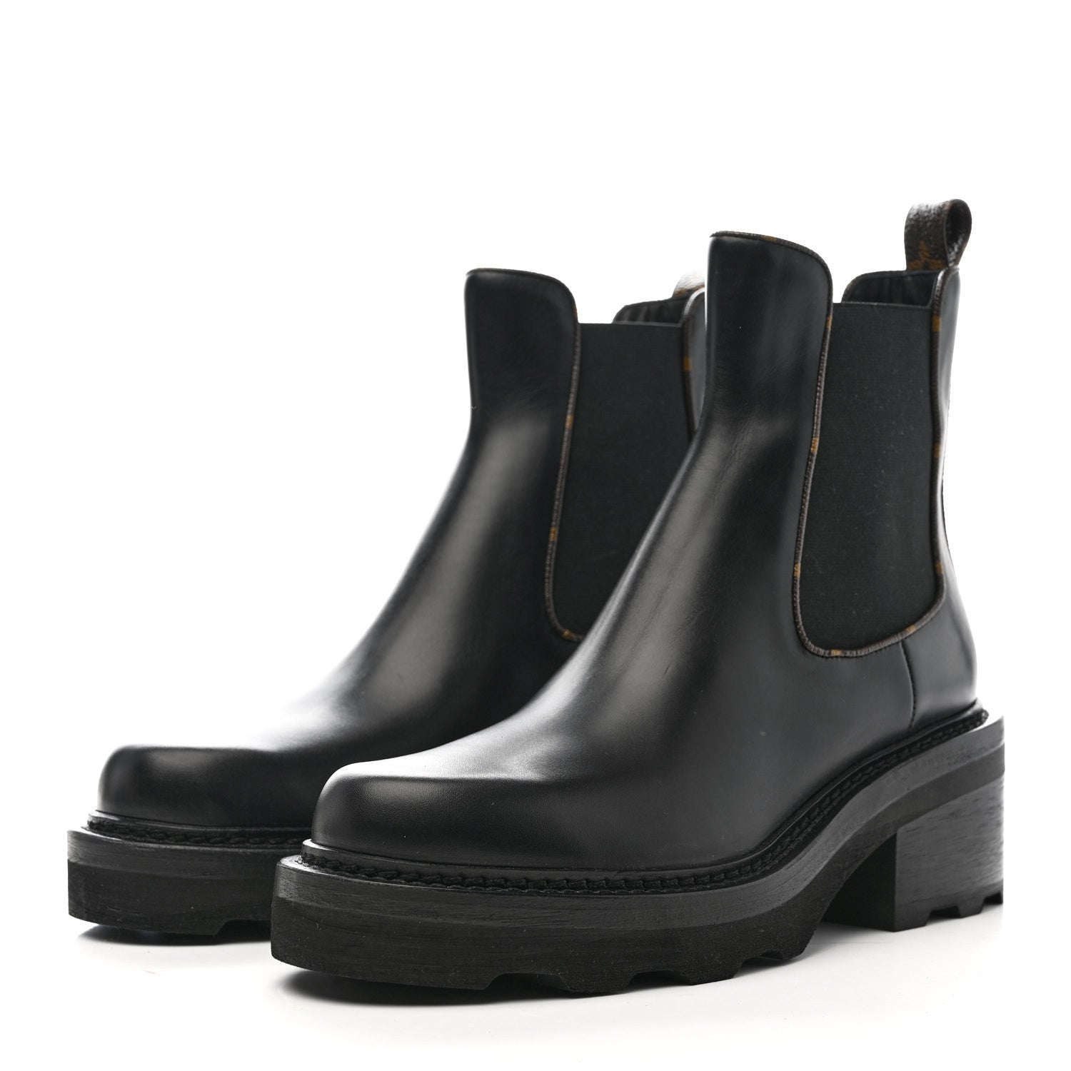 Louis Vuitton Calfskin Monogram Beaubourg Ankle Boots 38 Black 4 of 9