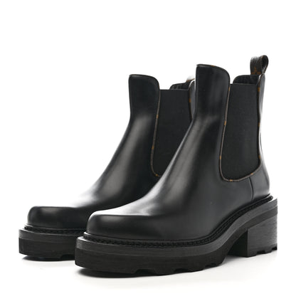 Louis Vuitton Calfskin Monogram Beaubourg Ankle Boots 38 Black 4 of 9