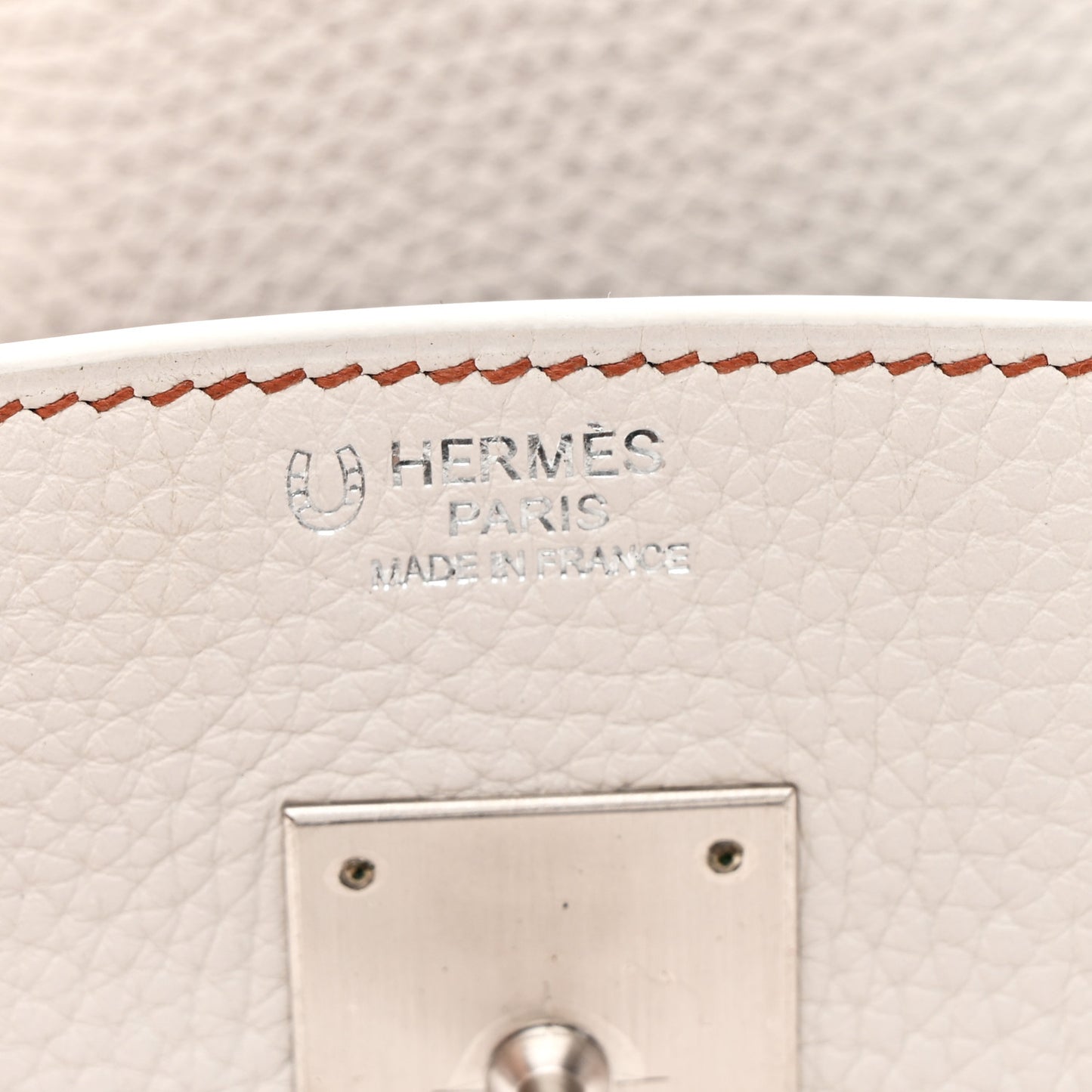 Taurillon Clemence Horseshoe Birkin 30 White Black
