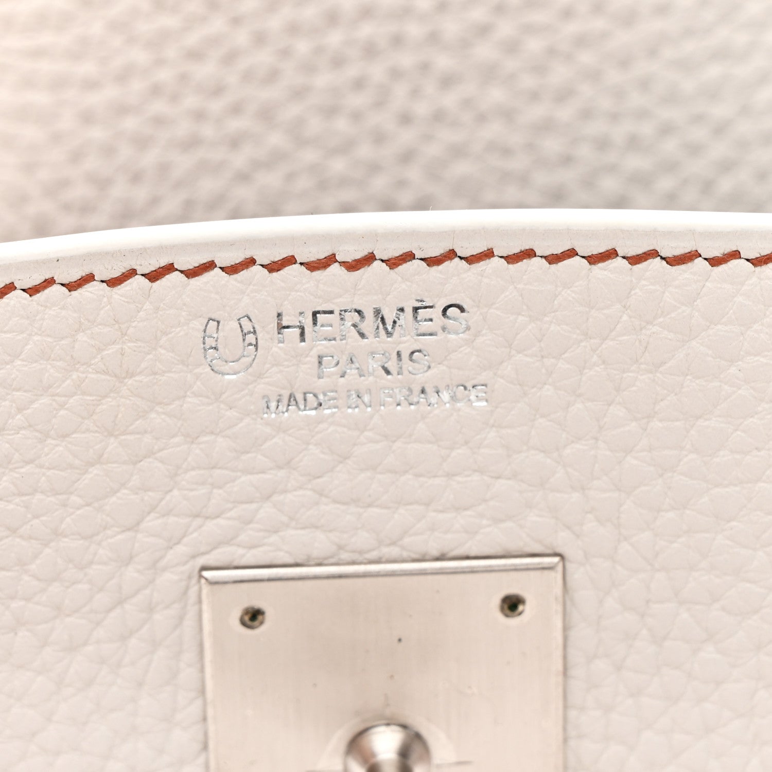 Hermes Taurillon Clemence Horseshoe Birkin 30 White Black 6 of 11