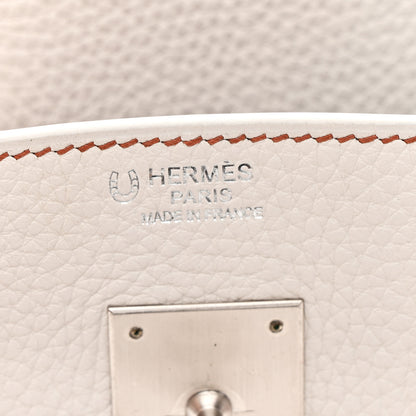 Hermes Taurillon Clemence Horseshoe Birkin 30 White Black 6 of 11