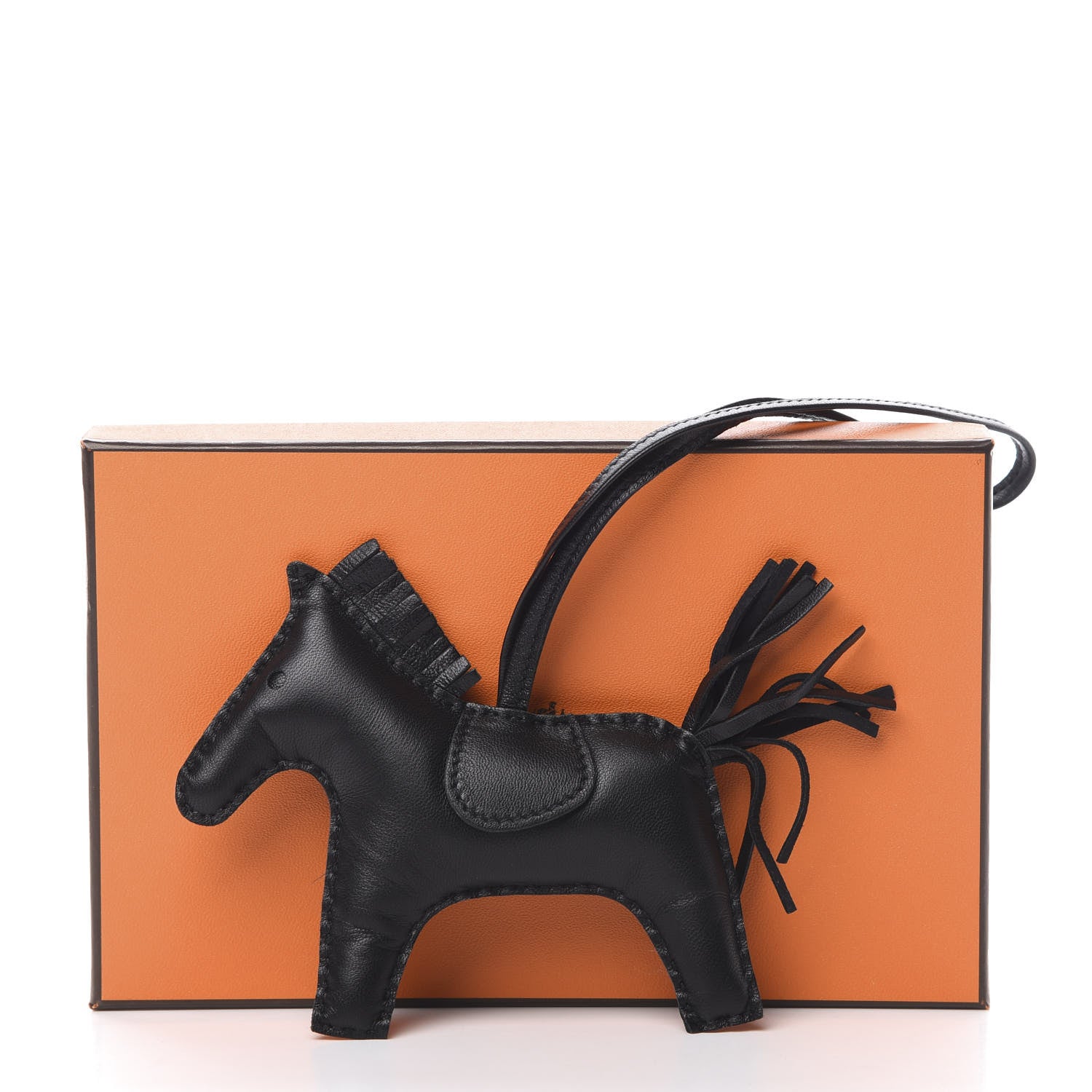 Hermes Milo Lambskin Grigri Rodeo Horse Bag Charm MM So Black 5 of 5
