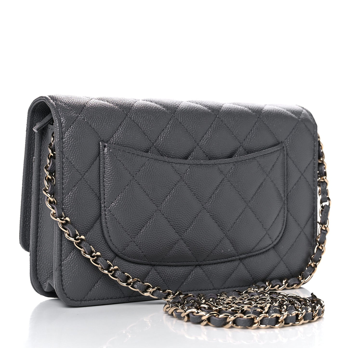 Caviar Quilted French New Wave Chain CC Wallet On Chain WOC Grey