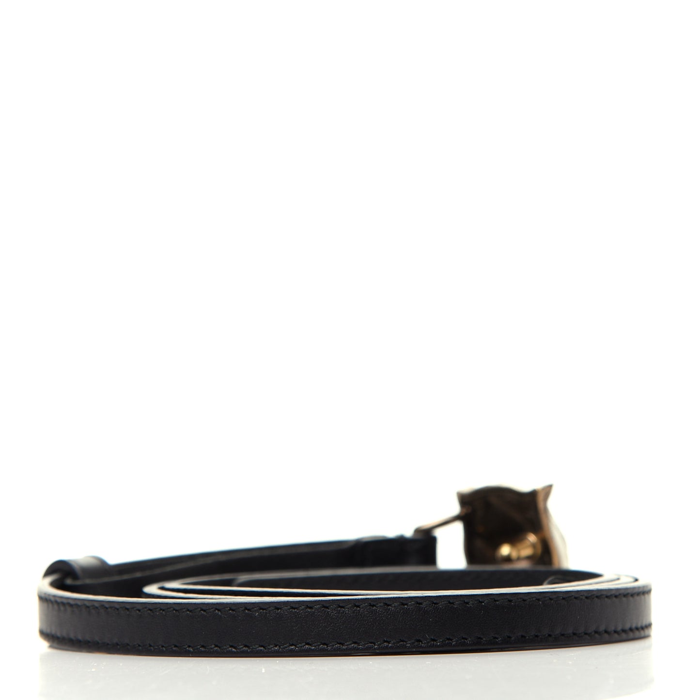 Calfskin Crystal Tiger Head Buckle Thin Belt 85 34 Black