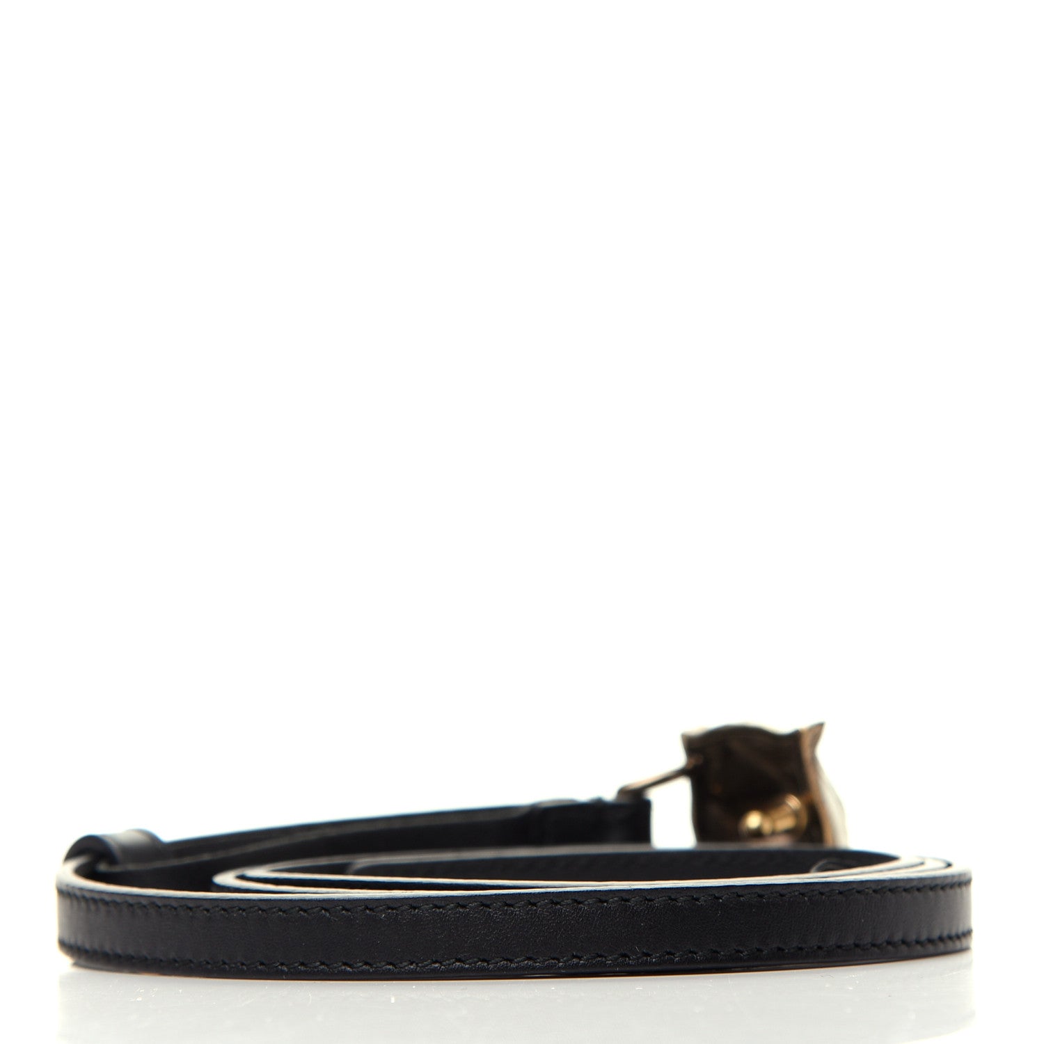 Gucci Calfskin Crystal Tiger Head Buckle Thin Belt 85 34 Black 2 of 5