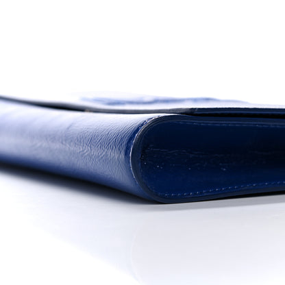 Saint Laurent Textured Patent Monogram Large Belle De Jour Clutch Royal Blue 9 of 11