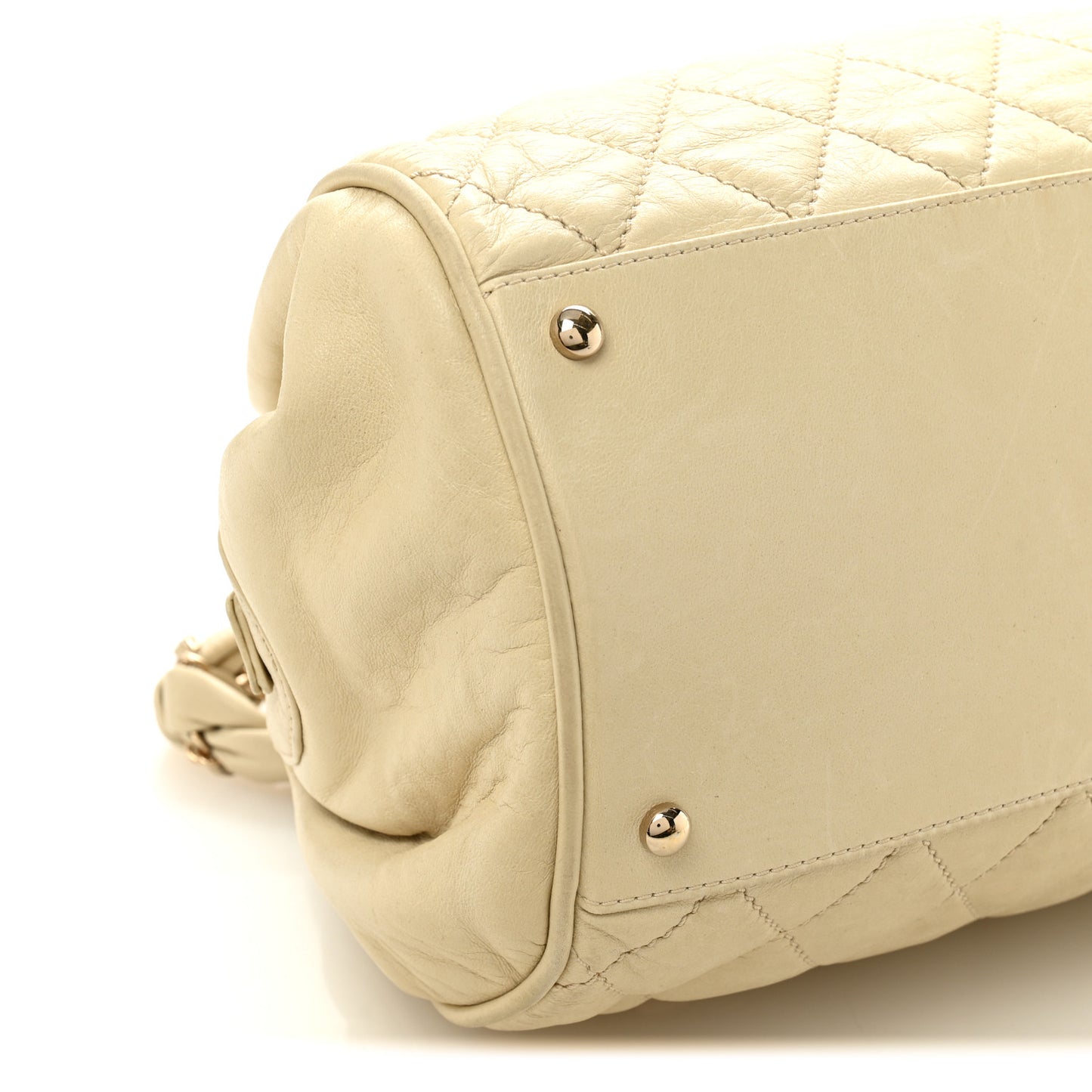 Distressed Lambskin Lady Braid Bowler Ivory