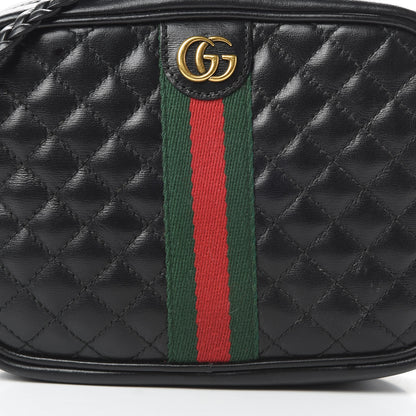 Gucci Calfskin Trapuntata Web Mini GG Shoulder Bag Black 8 of 12