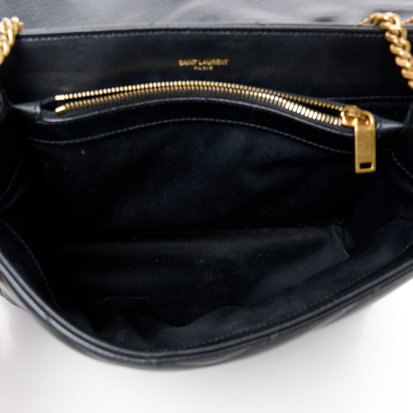 Calfskin Y Quilted Monogram Medium Loulou Chain Satchel Black