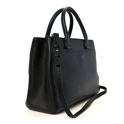 Chanel Grained Calfskin Small Neo Executive Shopper Tote Dark Blue Black 3 of 10