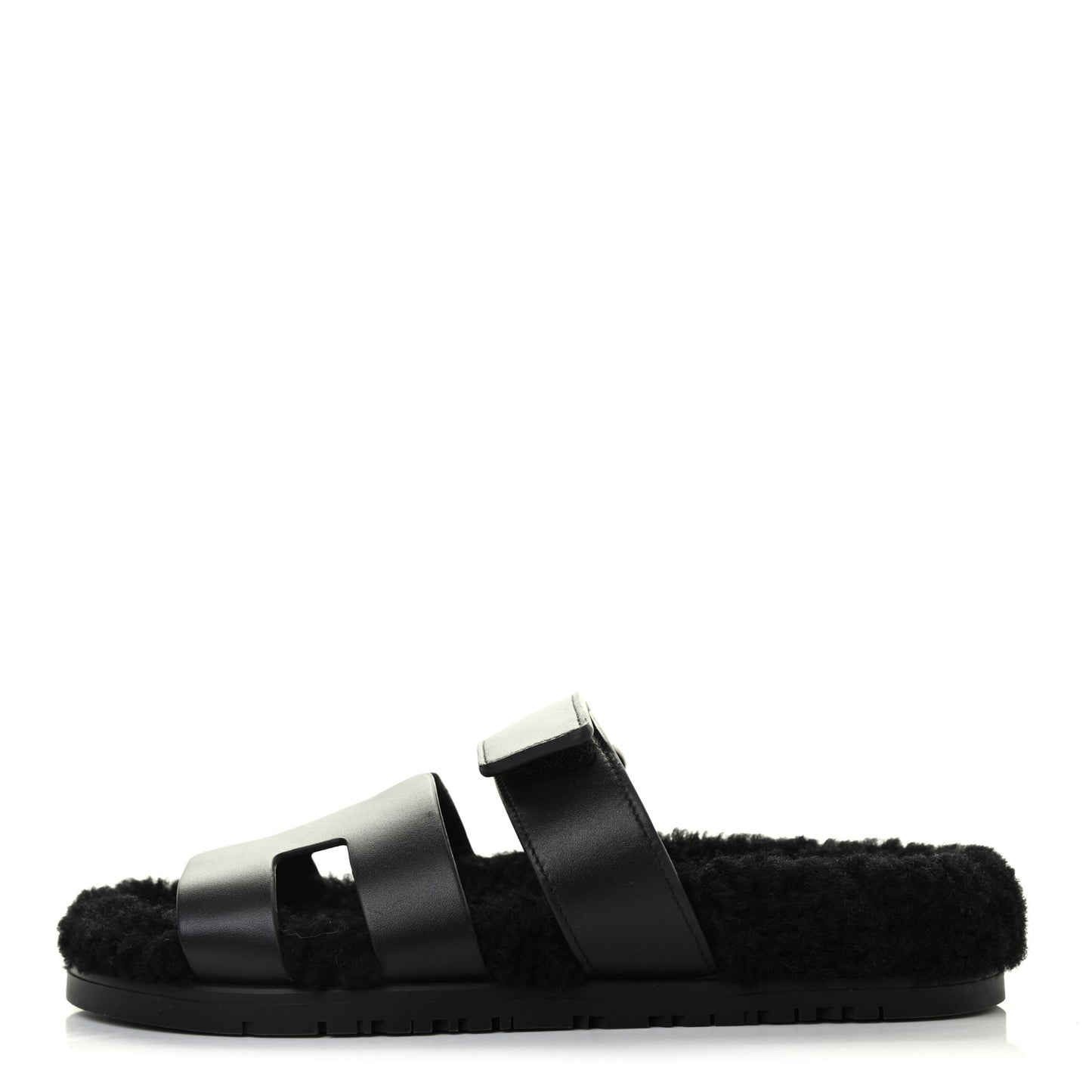 Calfskin Woolskin Womens Chypre Sandals 37 Black