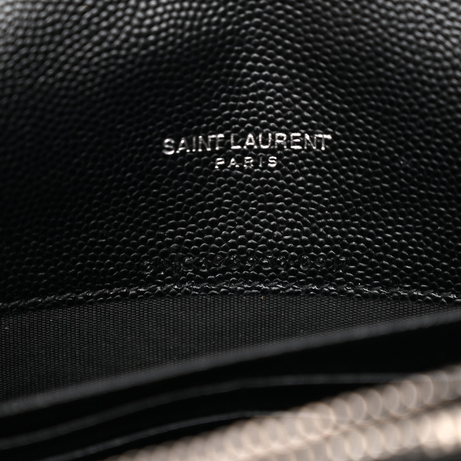 Saint Laurent Grain De Poudre Matelasse Chevron Monogram Envelope Chain Wallet Black 7 of 13