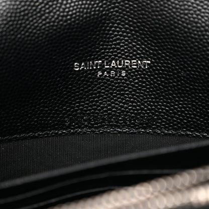 Saint Laurent Grain De Poudre Matelasse Chevron Monogram Envelope Chain Wallet Black 7 of 13