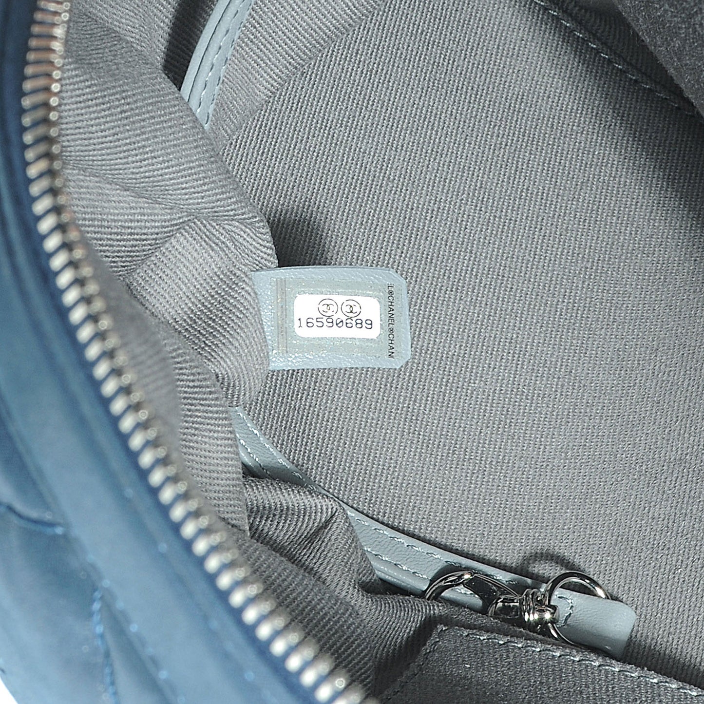 Quilted Iridescent Calfskin Relax CC Bowler Navy Blue