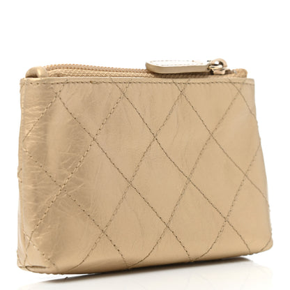 Chanel Metallic Aged Calfskin Quilted Palette Key Holder Case Gold 2 of 4