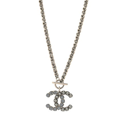 Chanel Metal Strass Calfskin Glass Pearls CC Short Necklace Black Dark Grey 1 of 4